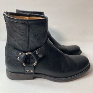Frye Black Leather Combat Boots